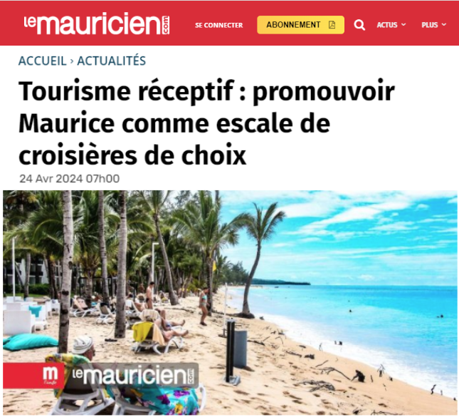 Incoming tourism: promoting Mauritius as a cruise stopover of choice